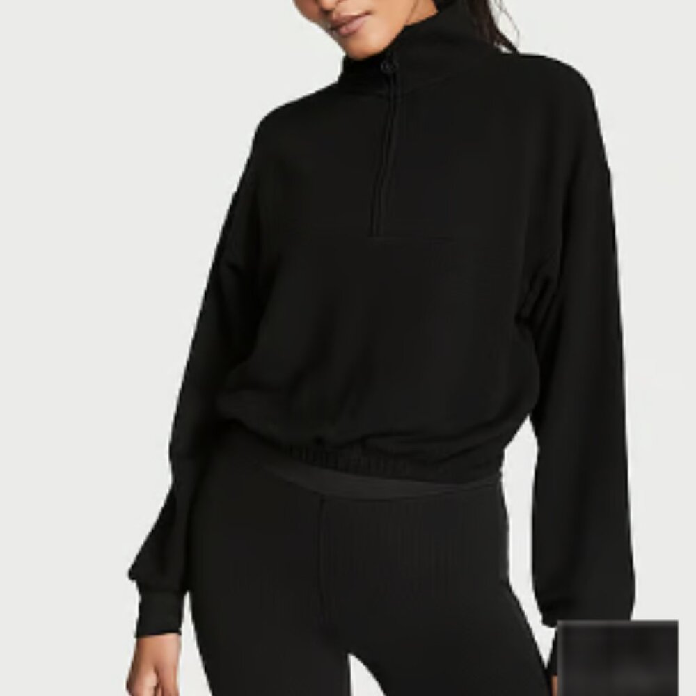 Victoria's Secret Double Waffle Knit Half-Zip Mock-Neck Pullover NWT